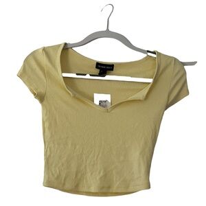 NWT Yellow Crop Top with Notch Neck